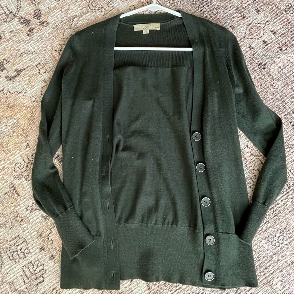 LOFT emerald green Cardigan size XSP